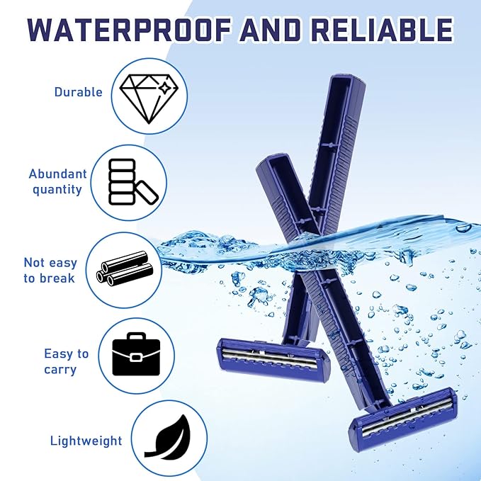 Chumia Twin Blade Razors for Men Stainless Steel Disposable Razors Men Bulk Plastic Shavers Multipurpose Portable Manual Disposable Shavers for Bathing Hotel Travel(50 Pieces)