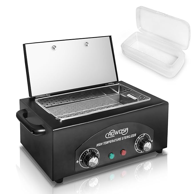 High Temperature Metal Tool Cleaning Box, 2L Dry Heat Cabinet Beauty Hair Nail Metal Tool Cleaning for Manicure Pedicure Barber, with 0-60 Min Timer & 50-220℃ Temp Settings, Plastic Sterilization Tray