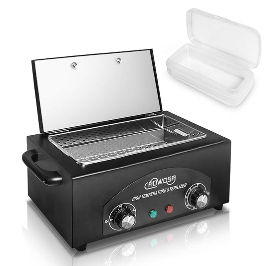 High Temperature Metal Tool Cleaning Box, 2L Dry Heat Cabinet Beauty Hair Nail Metal Tool Cleaning for Manicure Pedicure Barber, with 0-60 Min Timer & 50-220℃ Temp Settings, Plastic Sterilization Tray