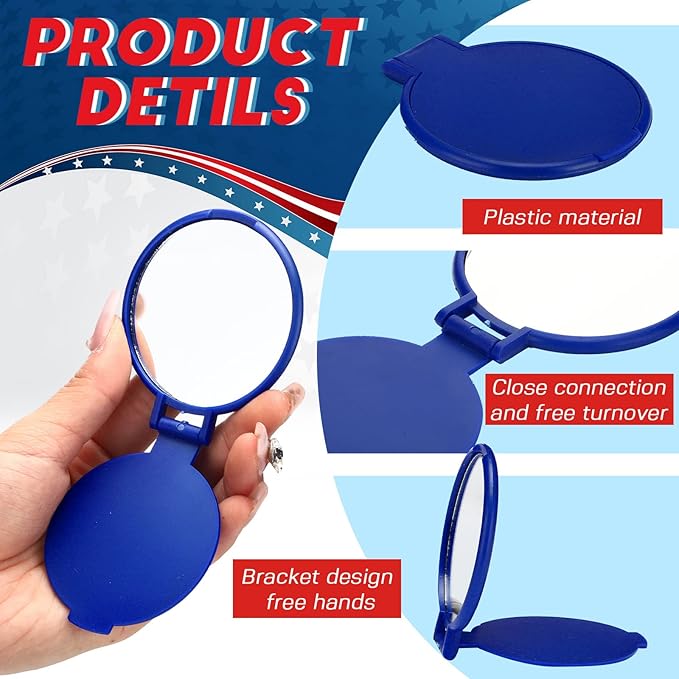 Weysat 48 Pcs Bulk Compact Mirror for Women Gift Pink Pocket Purse Multicolor Mini Mirror Gifts Stuffer for Wife Lover(Red, Blue, White, Black)