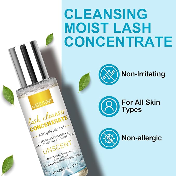 4.06 FL OZ Lash Shampoo Concentrate for Lash Extensions, Lash Cleanser Concentrate Eyelash Extension Cleanser Professional Lash Concentrate for Lash Extension Natural Foaming Cleanser Eyelash Shampoo