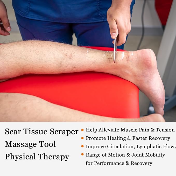 JWCASA Muscle Scraper Scar Tissue Massage Tools Foot, Neck, Knee, Leg Back Massager IASTM Tool for Physical Therapy & Plantar Fasciitis with 2 Pieces Set 12