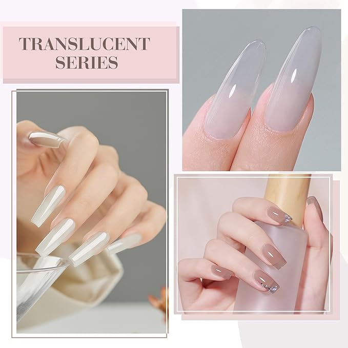 CANNI Jelly Gel Nail Polish Set,Milky White Nude Grey 6 Colors 9ML Jelly Translucent Gel Polish Set,Natural Neutral Nude Grey, High Gloss Soak Off UV LED Gel Nail Manicure Salon DIY