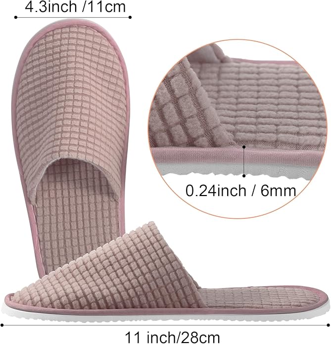 Geyoga 12 Pair House Slipper for Guest Non Slip Disposable Slipper for Travel Washable Reusable Closed Toe Hotel Bridesmaid Indoor Spa Wedding Party Shoeless Home