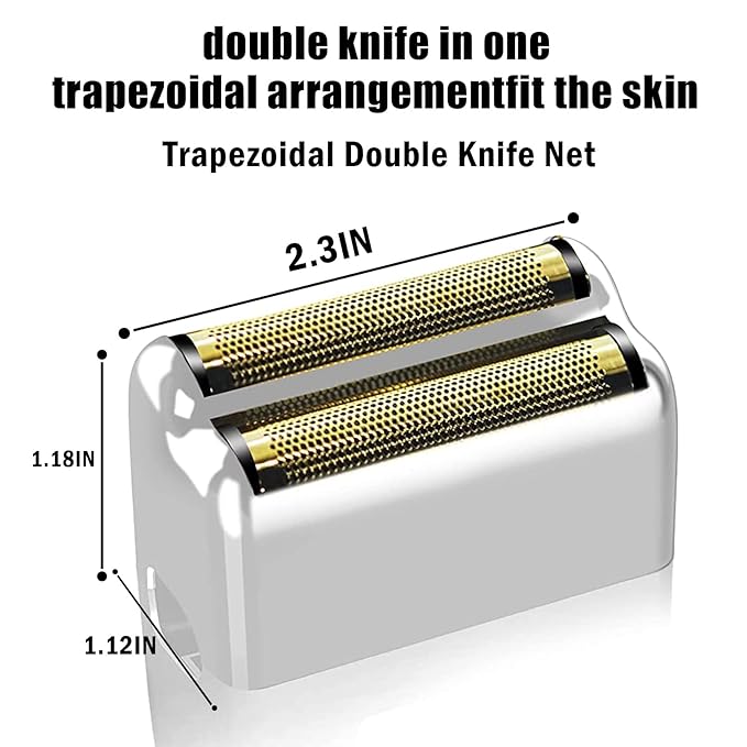 Shaver Replacement Foil and Cutters compatible with BaBylissPRO Barberology Double FXFS2 (Silver)