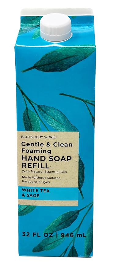 Bath + Body Works Gentle Foaming Hand Soap Refill - XL Size - 32 oz Compatible with all Bath & Body Works Gentle Foaming Hand Soap Bottles (White Tea and Sage)