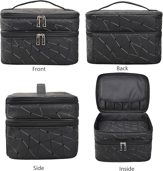 MKPCW makeup bag Double-layer cosmetic bag with brush bag and divider