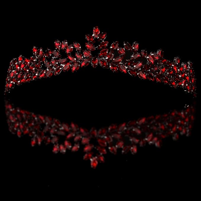 Women's Tiara, Crown for Henna Wedding Party | Glitter Hair Accessories for Bridal Birthday Pageant Prom Halloween Costume Christmas Party, Princess Crowns | Dream Design - Burgundy