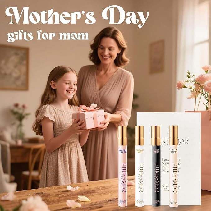 Pheromones Perfumes for Women, 4-pack Giftbox Perfume Set, Amber Vanilla, Saffron Amber, Woody Citrus, Spicy Sandalwood, 1.64fl. Enhanced Scents Pheromone Cologne for Men&Women,Travel Size Perfumes