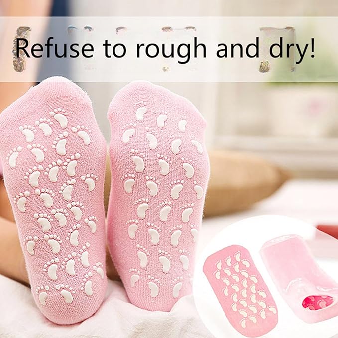 4Pcs Essential Oil Gel Socks,Moisturizing Socks, Gel Spa Socks,Beauty Salon Moisturizing Anti Crack Foot Care Socks for Women and Men Foot, Deep Moisturizing Foot Care Gel Socks