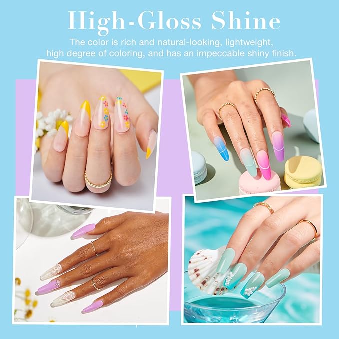 AZUREBEAUTY 170Pcs Dip Powder Starter Kit, 36 Spring Summer Blue Yellow Pink Neon Color Dipping Powder With Essential Liquid Set for French Nail Art Manicure Salon DIY Home