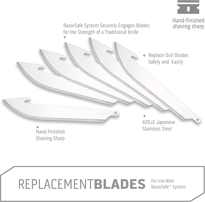 OUTDOOR EDGE 3.0" RazorSafe Replacement Drop-Point Knife Blades, 6 Pieces