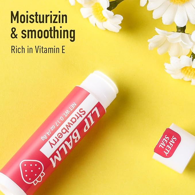 64 Pack Lip Balm, Natural Lip Balm Bulk with Vitamin E and Coconut Oil, Moisturizing Lip Balms for Dry Cracked Lips, Lip Balms for Stocking Stuffers - 8 Flavors