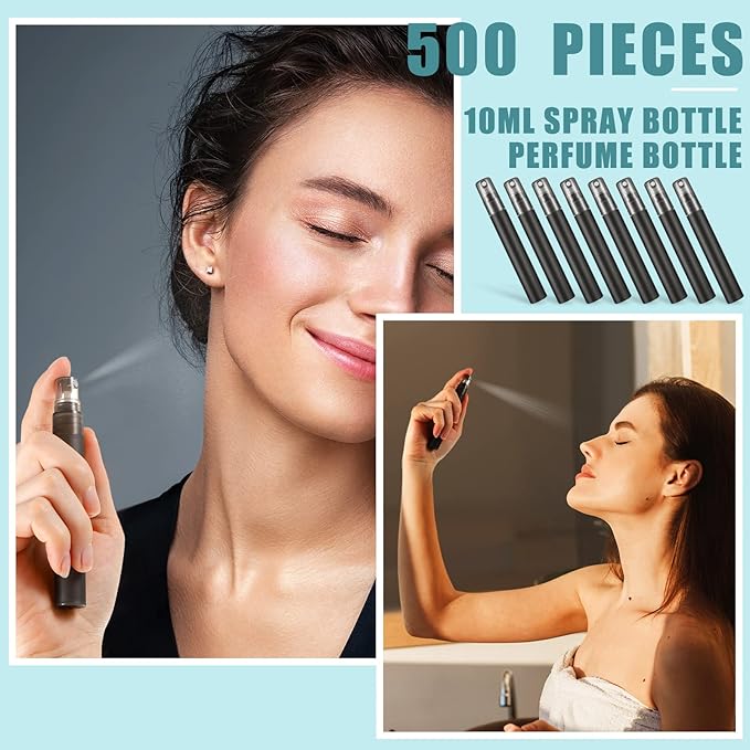 Remerry 10 ml Perfume Spray Bottles Plastic Travel Refillable Mini Bottles for Women Small Fine Mist Sprayers Portable Frosted Perfume Sprayers Empty Atomizer for Essential Oil (50 Pcs)