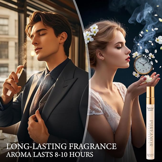 Pheromone Cologne for Men, Spicy Sandalwood Perfume, Long Lasting Pheromones Cologne for Men, Enhanced Scents Pheromones Perfumes for Men&Women, 0.41 fl. Travel Size Perfume Spray (Santal Luxe)