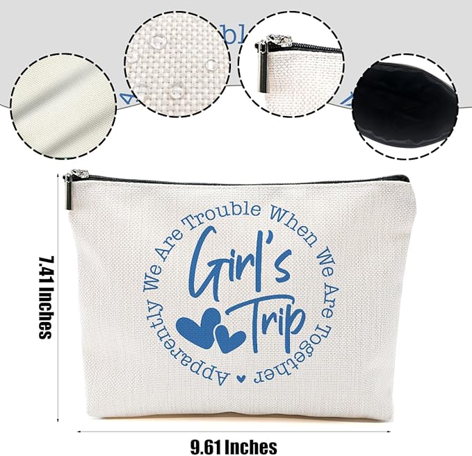 3Pcs Girls Weekend Gifts, 2025 Girls Trip Gifts Favors Travel Gifts Funny Makeup Bag, Weekend Bag Cosmetic Bag, Friendship Gifts for Women Sister Bride BFF, Graduation Wedding Gifts Toiletry Bag