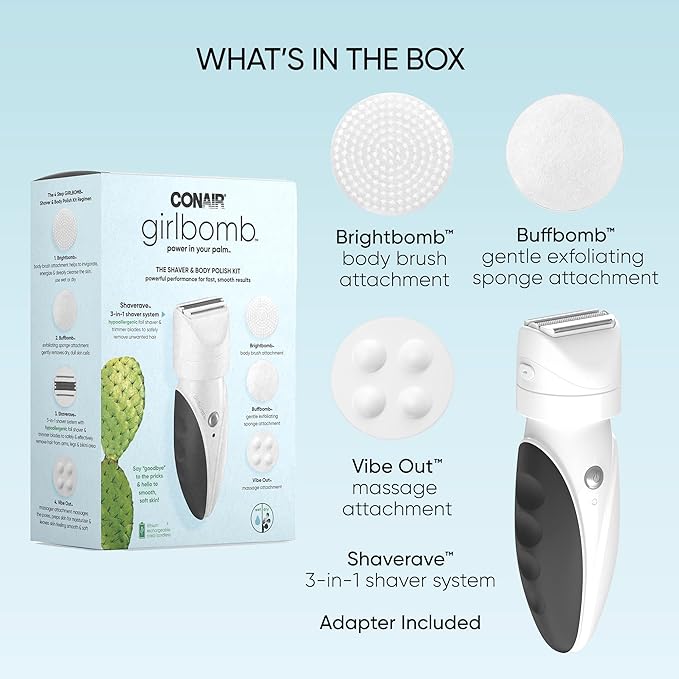 Conair GIRLBOMB Shaver for Women and Body Buffer, Wet/Dry, Lithium Ion Rechargeable