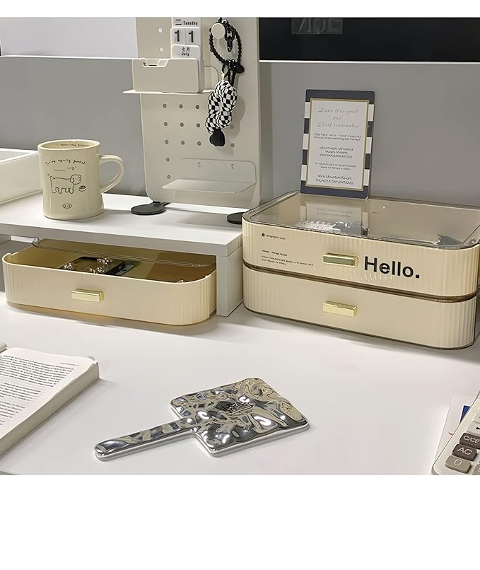 Stackable Plastic Organizer Big & Spacious Drawer | Organize Eyeshadow Palettes, Cosmetics, and Beauty Supplies on a Vanity. White