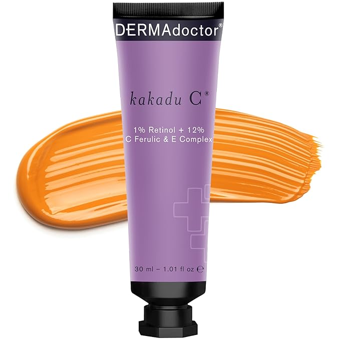 DERMAdoctor Kakadu C Dermatologist Formulated 1% Retinol Cream + Vitamin C, E Ferulic Complex, Anti Aging Face Cream to Brighten, Smooth and Firm. Hyperpigmentation Treatment for Face - 1.01 fl oz