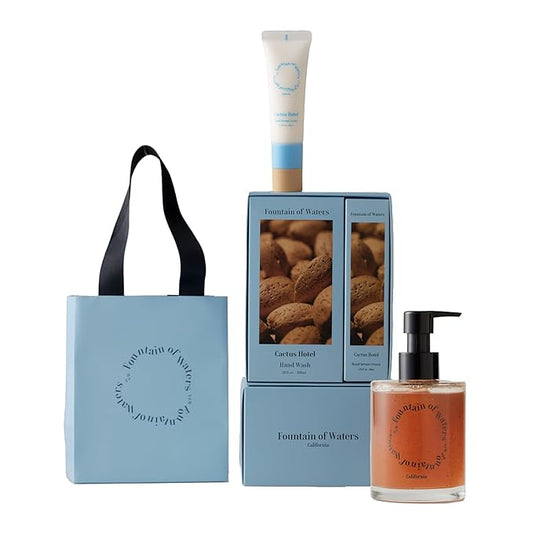 Fountain of Waters Cactus Hotel Hand Wash 300ml and Hand Serum Cream 45ml, Special Set of Gifts for Her - Vegan Cruelty-Free Premium Hand Wash with Almond Oil, Crafted in Korea