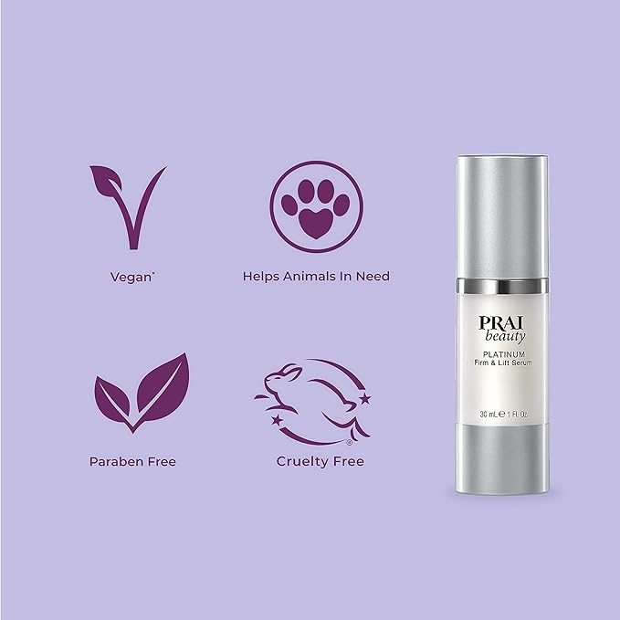 PRAI Beauty Platinum Firm and Lift Serum, Anti-Aging Face Serum for Instant Face Lift, Nourishing and Hydrating Serum, Vegan, Cruelty-Free, 1 Fl oz