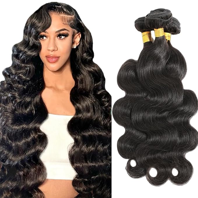 24 26 28 Inch Human Hair Bundles 12A Body Wave Bundles Human Hair Deals Quick Weave Hair Extension Natural Black