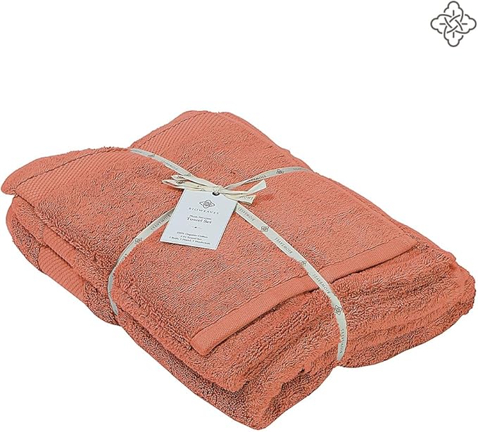 BIOWEAVES 100% Organic Cotton 700 GSM Luxury Bath Towels for Bathroom 30" x 58" GOTS Certified - Burnt Orange, Pack of 2