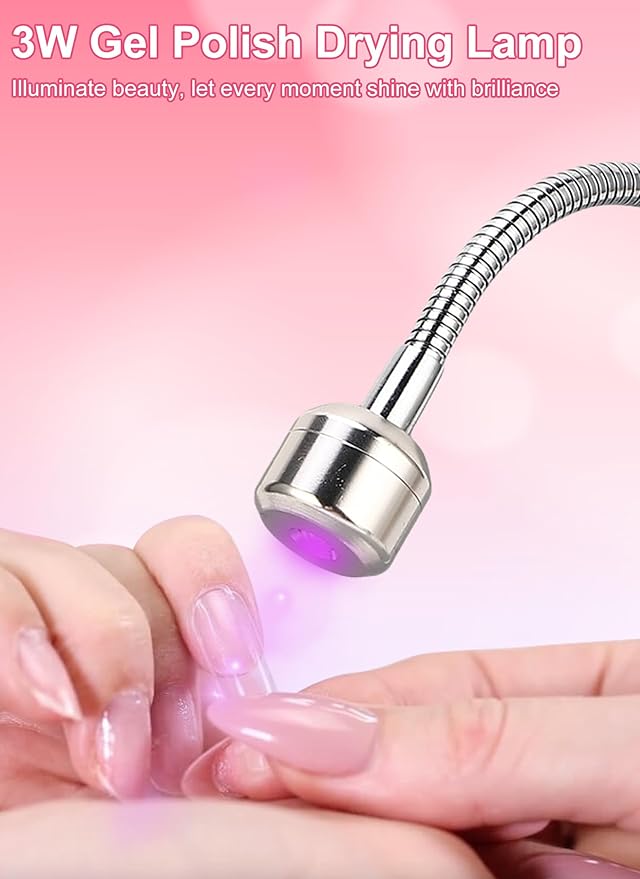 Zunate LED Light, 3W Gel Polish Drying Lamp, Flash Cure Light with Gooseneck, Gel Polish Dryer Lamp, Curing Lamp for Fluorescent Paint, Gel Nail