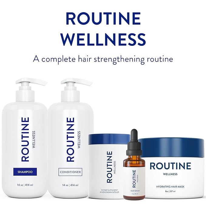 Routine Wellness Anti-Thinning Shampoo and Conditioner Set for Thinning Hair - Biotin DHT Blocker Women & Men - Color Safe Shampoo for Hair Loss & Healthier Hair - Orchid & Apricot (Pack of 2)