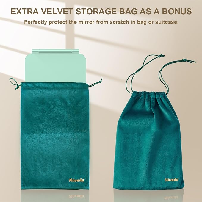 LED Foldable Travel Makeup Mirror - 5x7 inches3 Colors Light Modes USB Rechargeable Touch Screen, Portable Tabletop Cosmetic Mirror for Travel, Cosmetic, Office (Green)