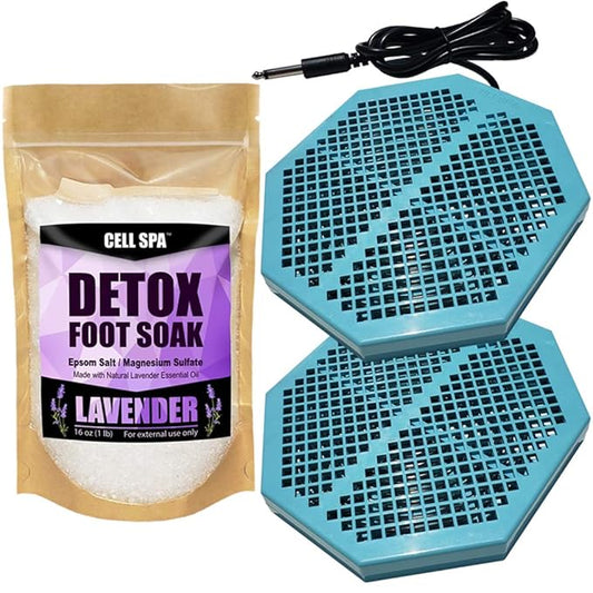 2 Pack CS-900 Twice Powerful 6.5" x 5.5" Ion Detox Foot Bath Arrays Coil Stainless Steel Aqua Ionic Cleanse Array Compatible With Most 1/4" Plug Type Detox Machines (LAVENDER)