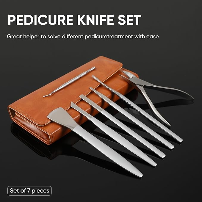 7 PCS Manicure Set,Pedicure Knife Set,Professional Pedicure Tool Toenail Grooming Kit, Pedicure Tool Kit,Top Notch Foot Blade, Sharp Toenail Clippers