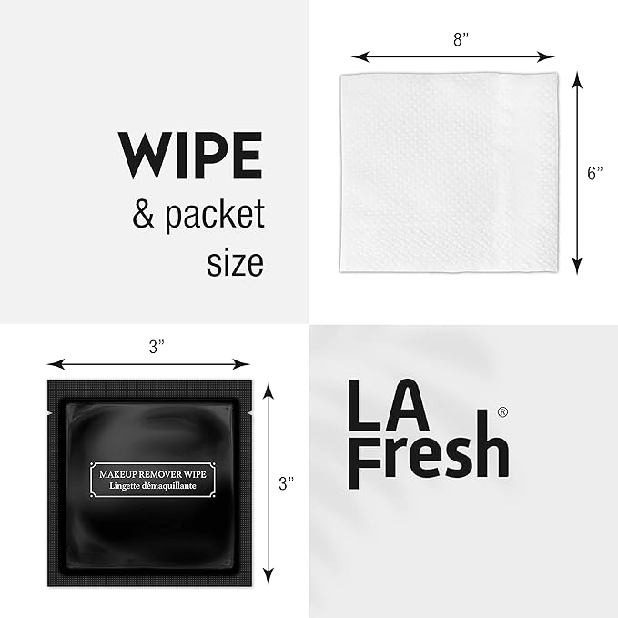 La Fresh Hotel Premium Paraben-Free Makeup Remover Wipes - Black, Light Flora Scent 8x6" Wet Wipes - 50 Wipes, Travel Essentials
