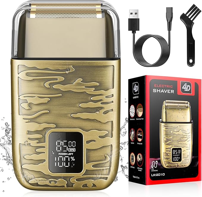 Electric Shavers for Men,3-Speeds Electric Razor,Head Shavers for Bald Men,Double Foil Beard Trimmer,Barber Supplies Waterproof Shaver, Gifts (Bronze-1)