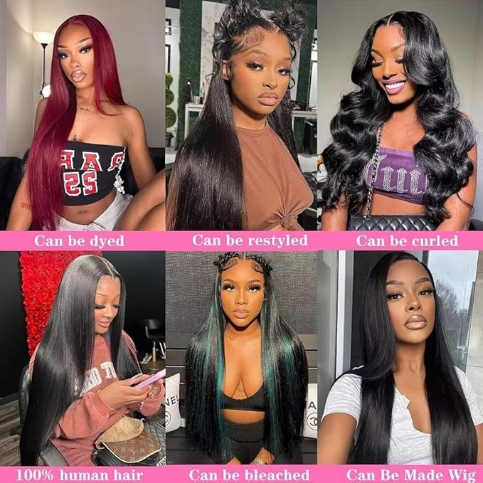 10A Straight Bundles with Frontal 24 26 28 with 20 Inch Human Hair Bundles with Closure 100% Unprocessed Brazilian Virgin Human Hair Weave 3 Bundles with Frontal HD Lace