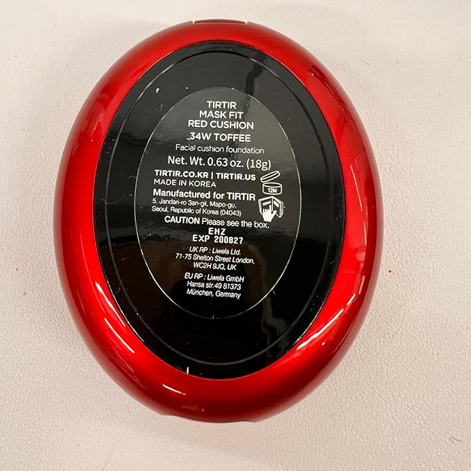 TIRTIR Mask Fit Red Cushion Foundation | Full coverage, Weightless, Skin fit, Satin Glow Finish, Korean Makeup Cushion Foundation (#34W Toffee, 0.63 Fl Oz)