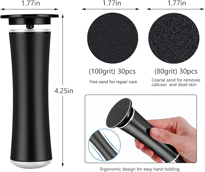 Electric Foot Callus Remover Speed Adjustable with 60pcs Replacement Sandpaper Discs Pedicure Tool Kit Callus Shaver Dead Cracked Hard Dry Skin Nail Clipper Set 16 in 1 (Black)