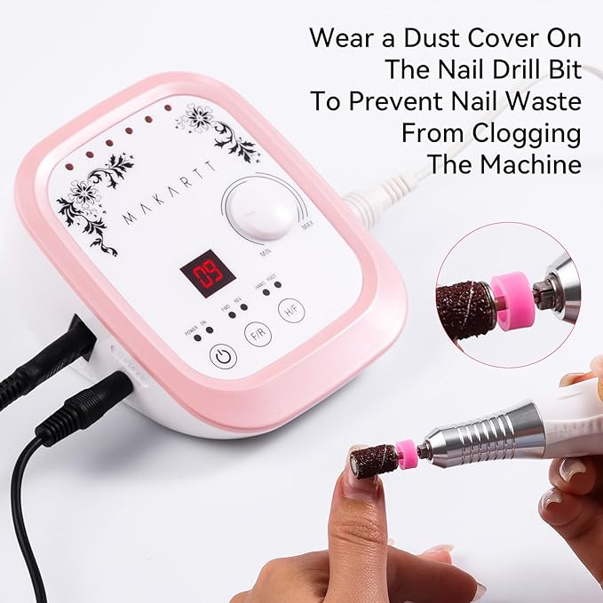 Makartt Nail Drill Professional 35000RPM Electric Nail File Machine, Genesie Nail Efile with LCD Screen, Drill Bit Set for Acrylic Gel Nails Removing, Shaping, Polishing, Nail Tech Salon Home DIY Use