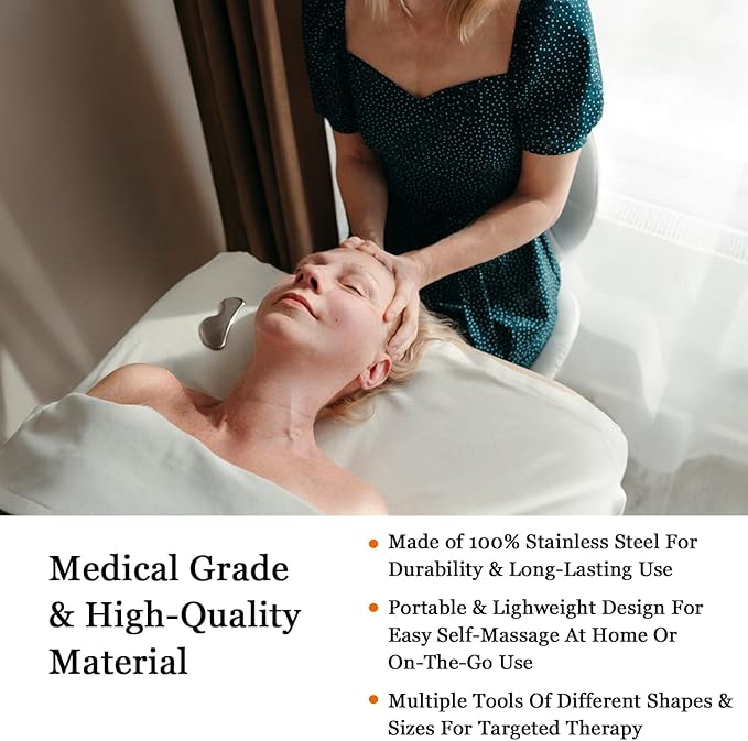 JWCASA Muscle Scraper Scar Tissue Massage Tools Foot, Neck, Knee, Leg Back Massager IASTM Tool for Physical Therapy & Plantar Fasciitis with 2 Pieces Set 5