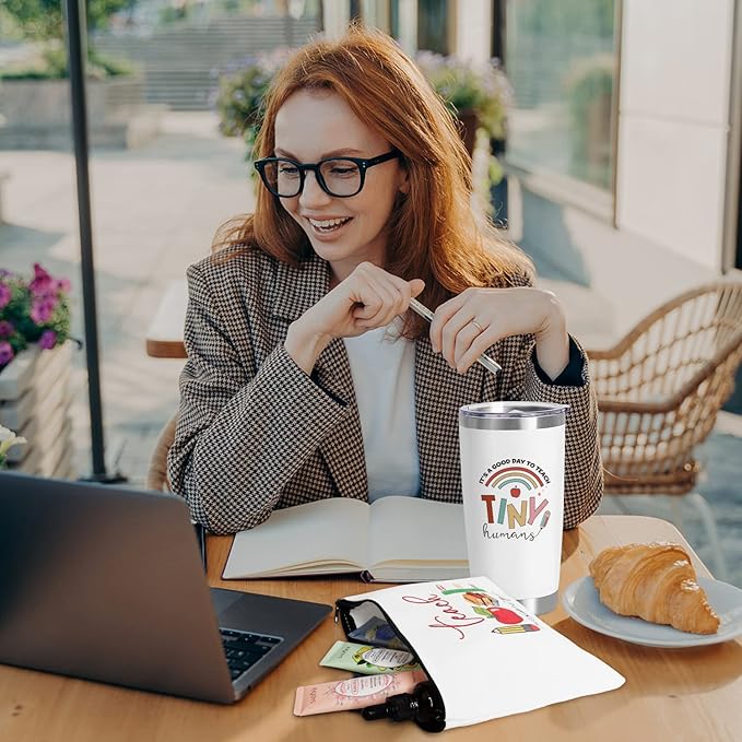 UAREHIBY 12 PCS Teacher Appreciation Gifts in Bulk,20 OZ Wine Tumbler Thank You Gifts for Women Men,Teacher Appreciation Week Gift with Keychain,Best End of Year Gift with Cosmetic Bag