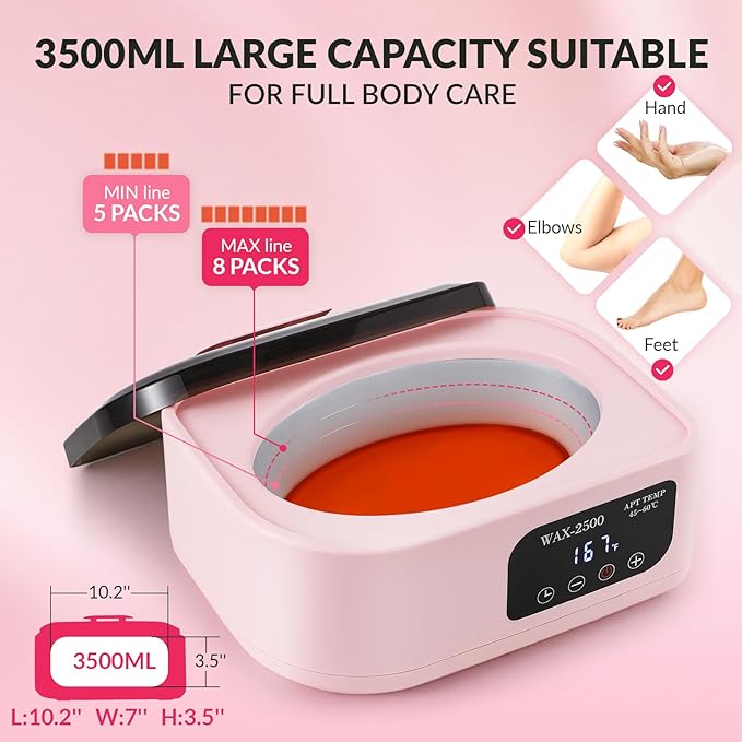 BAOSHISHAN Paraffin Wax Machine For Hand and Feet, 4 Timing Setting Paraffin Wax Machine, 3500ml Hand Wax Paraffin Machine, Paraffin Wax Warmer for Home Spa Moisturizing Arthritis(5 Pack Refills)