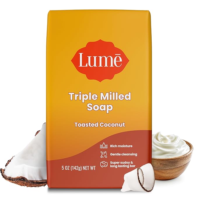 Lume Triple Milled Soap - Rich Moisture & Gentle Cleansing - Paraben Free, Phthalate Free, Skin Safe - 5 ounce (5 Ounce (Pack of 1), Toasted Coconut)