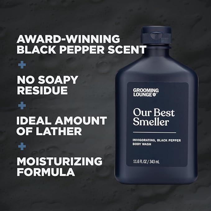 Grooming Lounge Best Smelling Kit, All Natural Body Wash and Gel, Signature Cologne, Invigorating Black Pepper Scent, Gift Set, Value Kit…