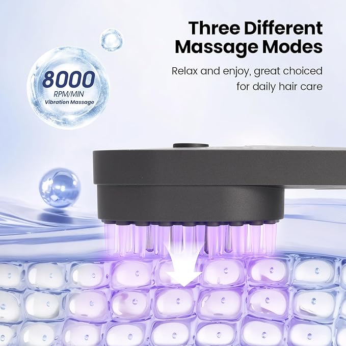 UNIWA Hair Oil Applicator, Scalp Massager Hair Growth, 3 in 1 Scalp Massage Tool, Head Scalp Massager for Relax, Cordless Electric Brush for Hair Care, Oil Dispenser Comb, Mothers Day Gifts, Grey