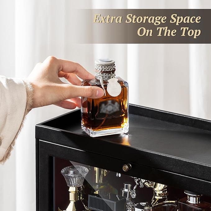 Cologne Organizer, Leather Perfumes Organizer for Dresser, Large Capacity Dustproof Cologne Holder with Drawer Storage Perfume Stand Organizer, Ideal Gift for Loved ones