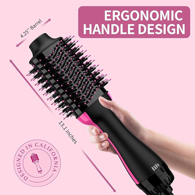 Hair Dryer Brush Blow Dryer in One Upgraded 4 in 1 Hair Dryer and Styler Volumizer with Negative Ion Anti-frizz Ceramic Titanium Barrel Hot Air Brush Hair Straightener Brush