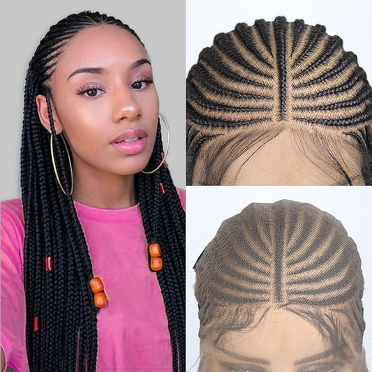 36 inch Cornrow Braided Wig for Black Women, 13x8 Box Braid Wigs for Black Women, Plucked with Baby Hair …