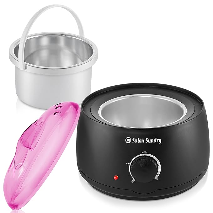 Salon Sundry Portable Electric Hot Wax Warmer Machine for Hair Removal - Black with Pink Lid