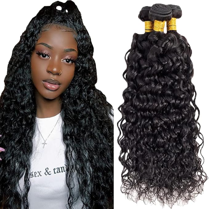 Color 1B Human Hair Bundles Curly Bundles Natural Color Curly Weave Brazilian Human Hair Weave Extensions Soft and Silky for Black Women 20 22 24 Inch