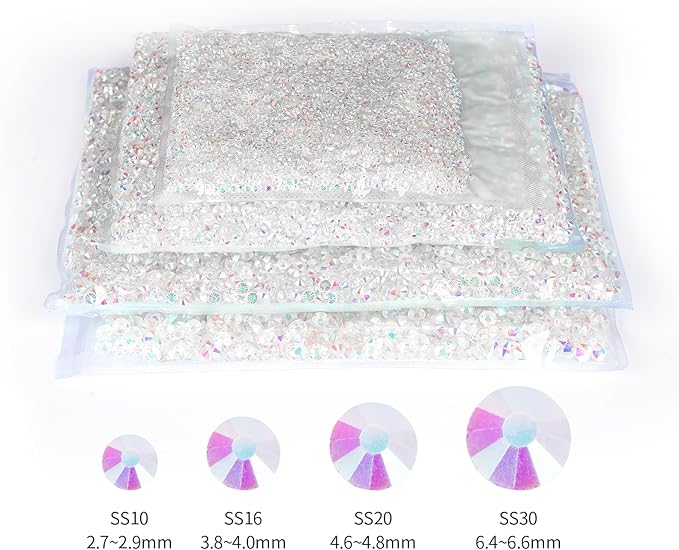 10000PCS Transparent AB Rhinestones Bulk, Flat Back Crystal Glass Stone Round Gems,SS20, 4.6-4.8mm
